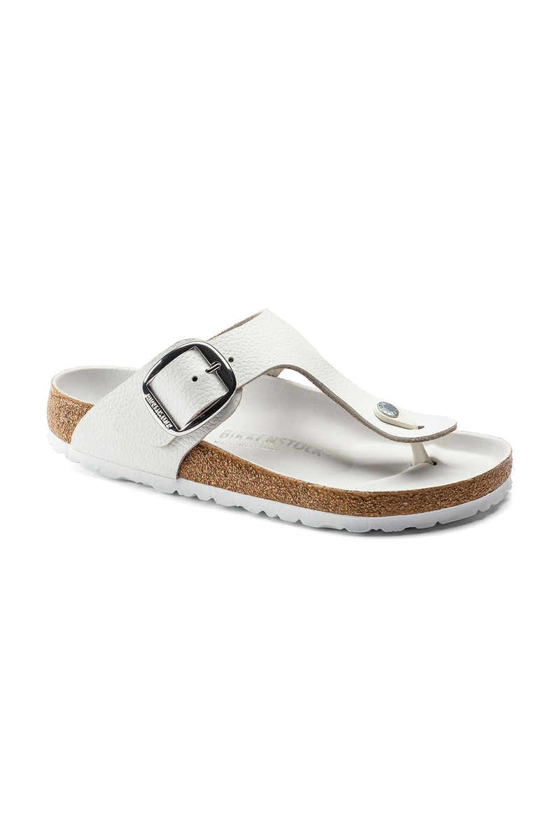 WOMEN'S GIZEH BIG BUCKLE WHITE LEATHER THONG SANDAL in WHITE