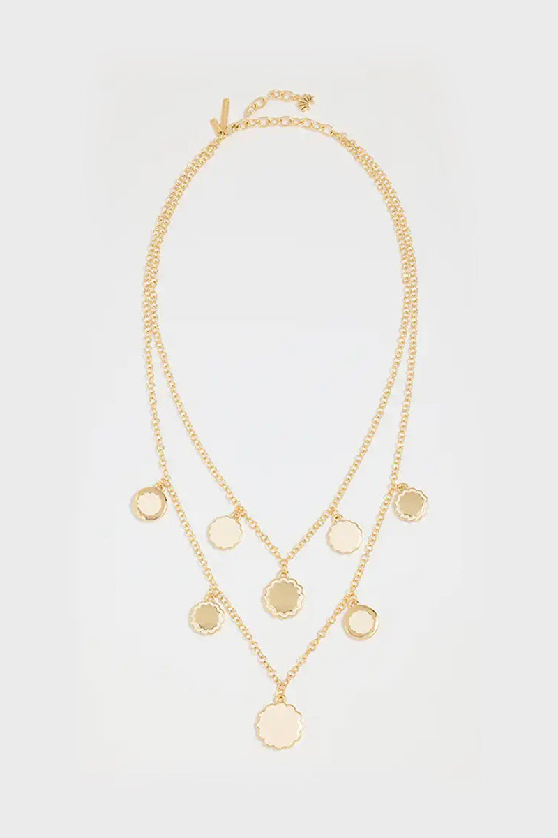 SCALLOPED COIN LAYERED NECKLACE in GOLD