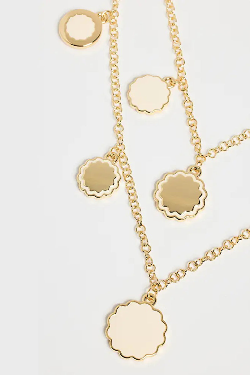 SCALLOPED COIN LAYERED NECKLACE in GOLD additional image 1