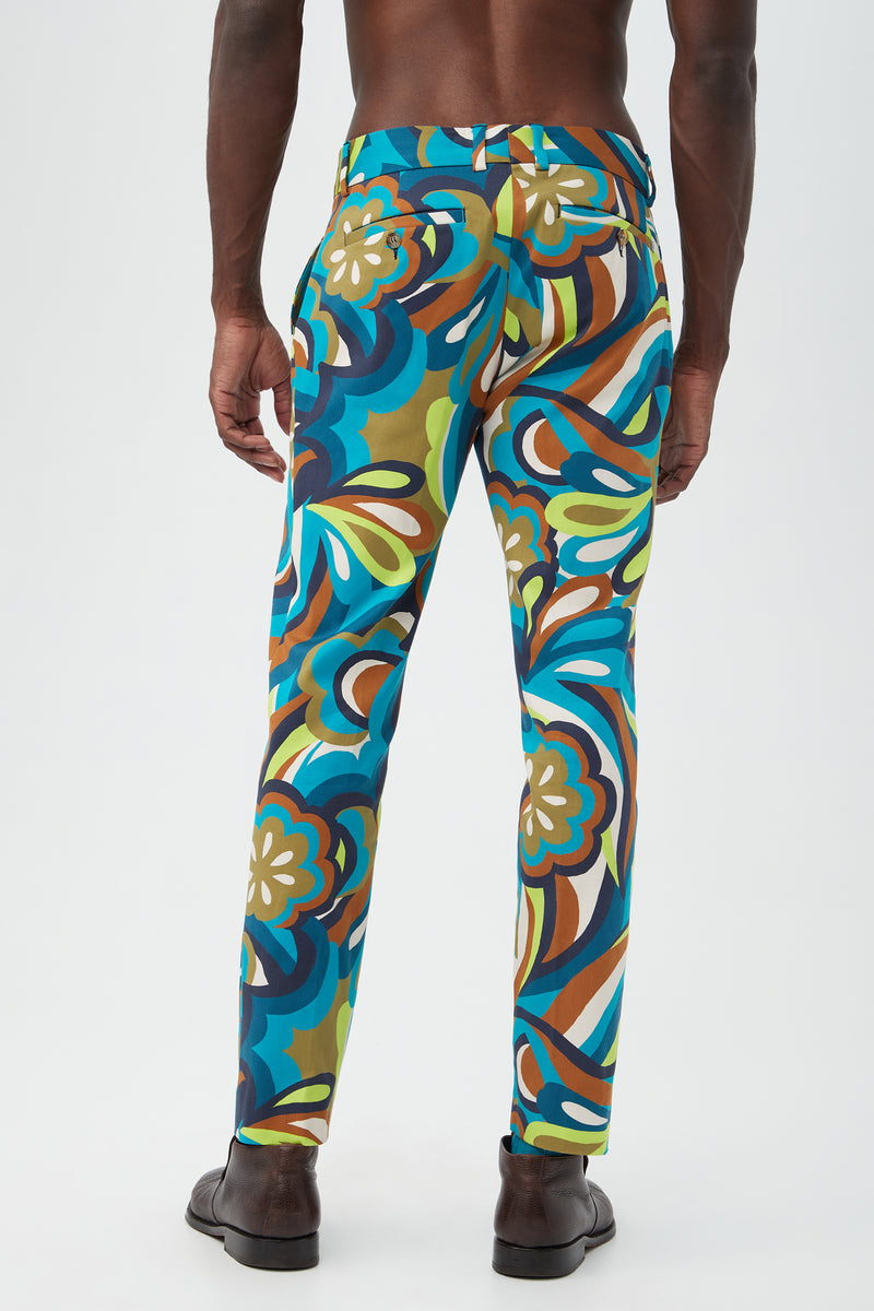 CLYDE SLIM TROUSER in TRIBECA TEAL MULTI additional image 1