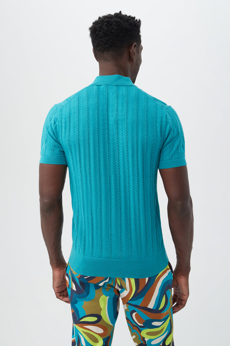 COLE SHORT SLEEVE POLO in TEAL additional image 1