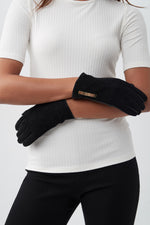 TT SUEDE AND LEATHER GLOVES in BLACK additional image 2