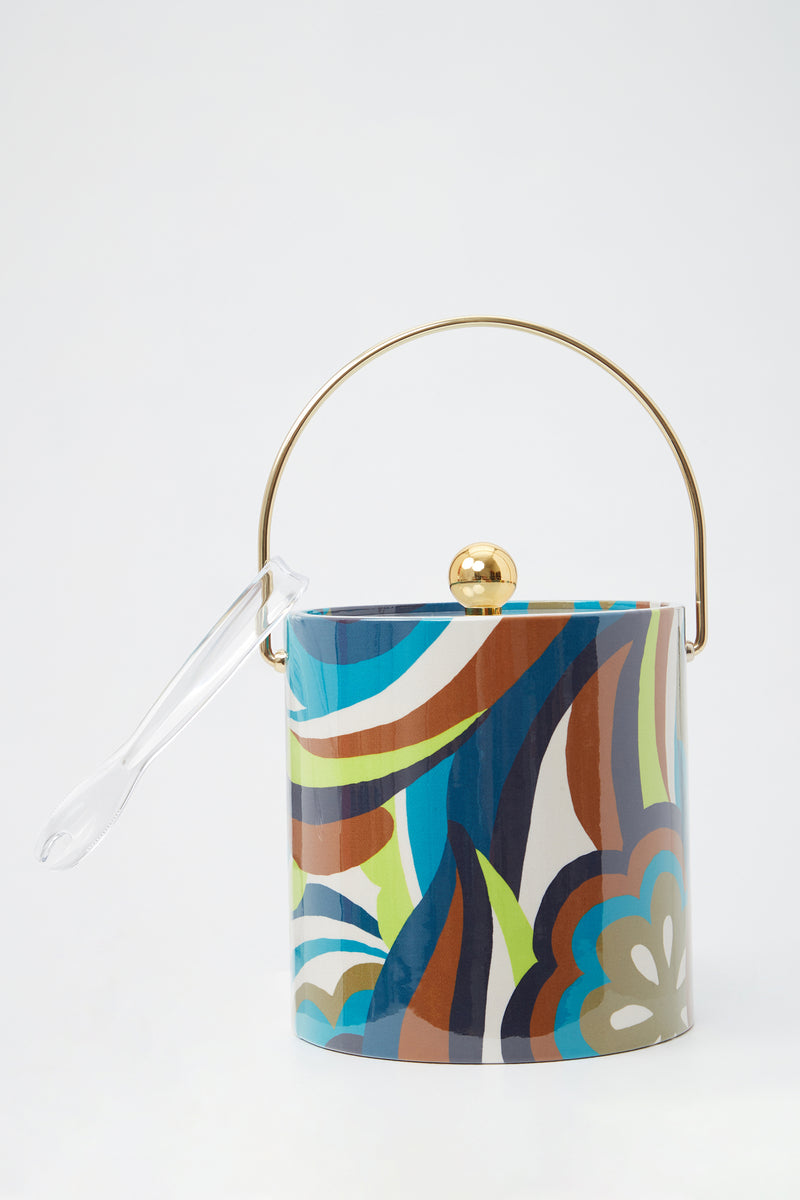 TRINA TURK FONDA FLORAL PRINT ICE BUCKET WITH TONGS in TRINA TURK FONDA FLORAL PRINT ICE BUCKET WITH TONGS