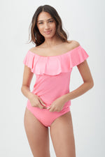 MONACO OFF THE SHOULDER RUFFLE TANKINI in CARNATION PINK additional image 3