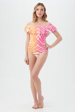 SHEER TROPICS OFF THE SHOULDER RUFFLE ONE PIECE in SHEER TROPICS OFF THE SHOULDER RUFFLE ONE PIECE additional image 2