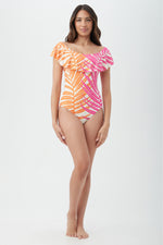 SHEER TROPICS OFF THE SHOULDER RUFFLE ONE PIECE in MULTI additional image 2