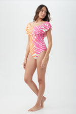 SHEER TROPICS OFF THE SHOULDER RUFFLE ONE PIECE in MULTI additional image 3