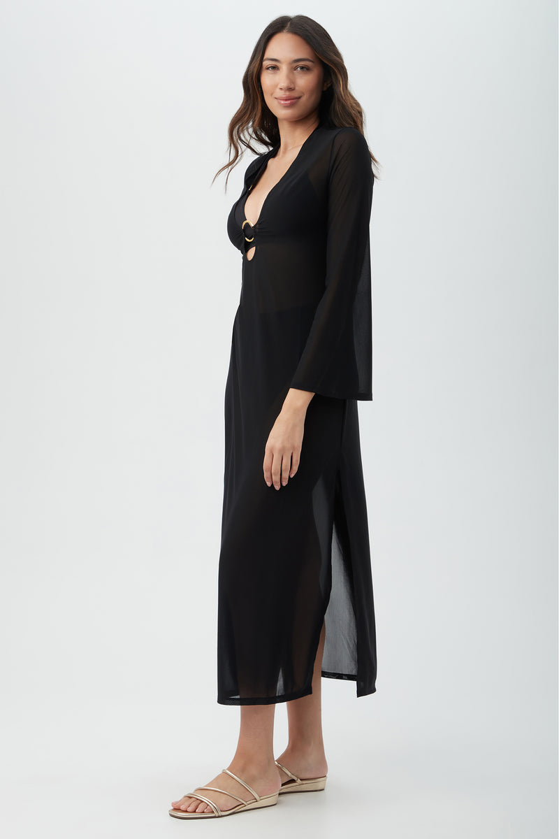 ELAIRE MESH MAXI DRESS in BLACK additional image 3
