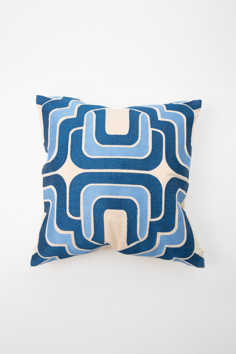 OGEE BLUE EMBROIDERED DOWN PILLOW in OGEE BLUE EMBROIDERED DOWN PILLOW