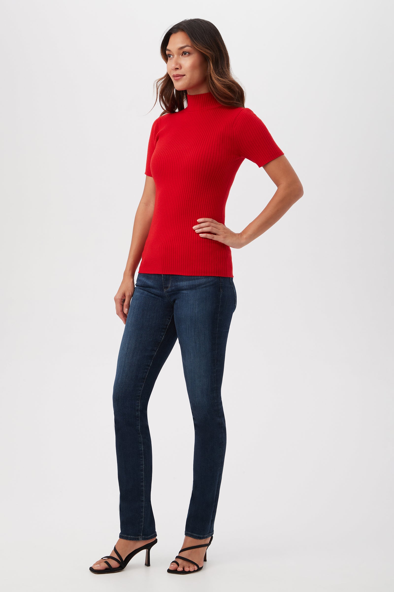Armeni Merino Wool Short Sleeve Mockneck Top