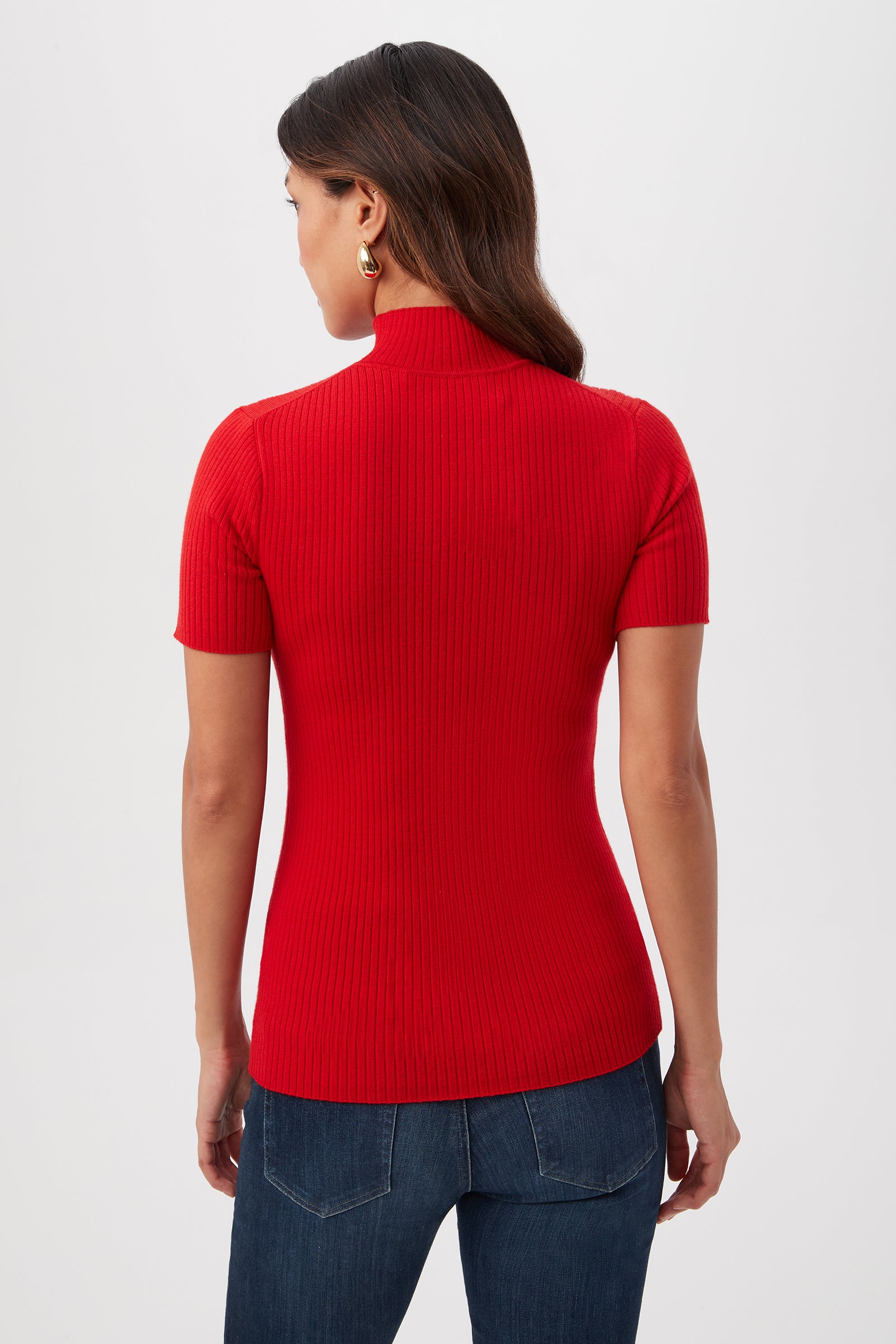 Armeni Merino Wool Short Sleeve Mockneck Top