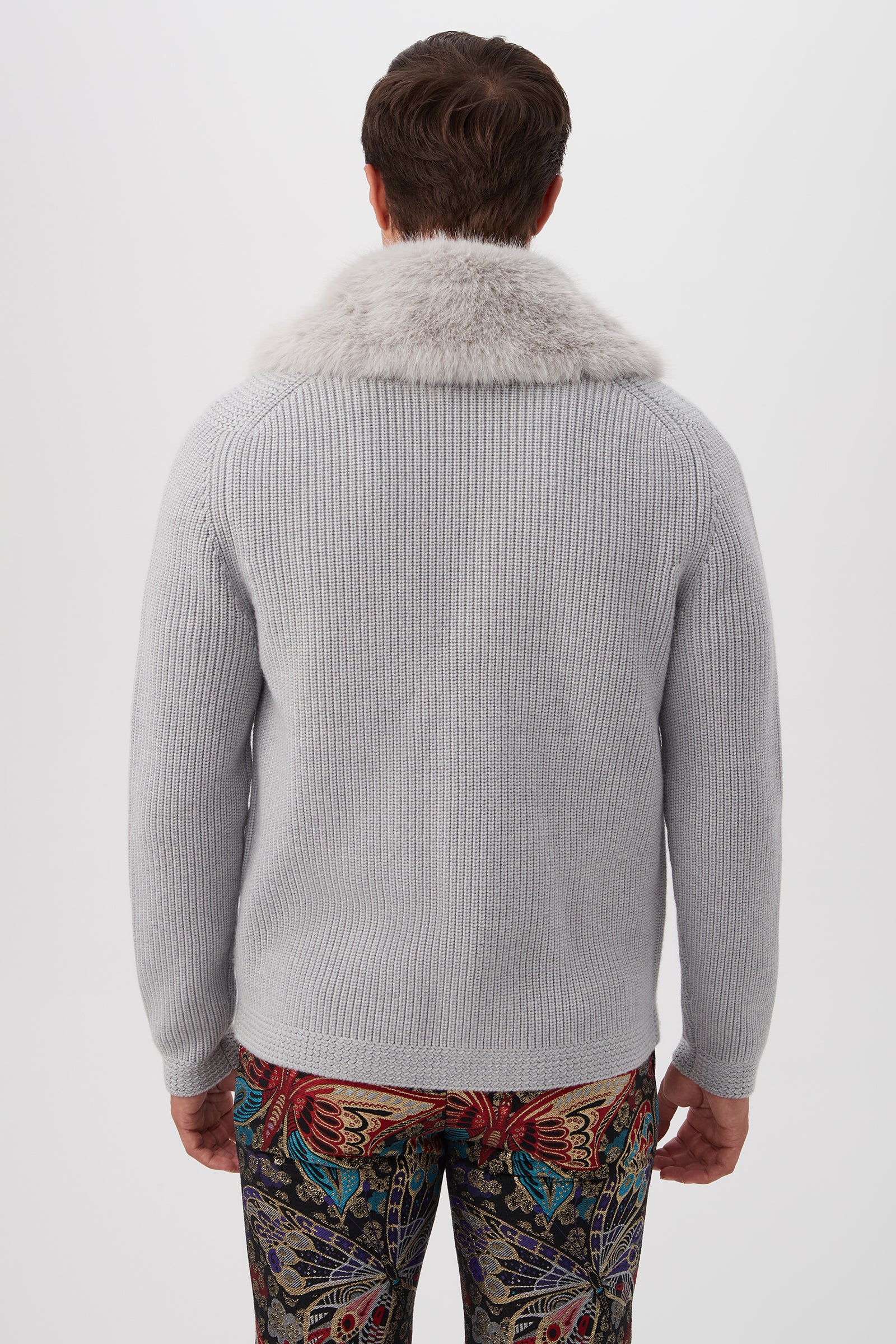 Lennox Faux Fur Collar Cardigan - Merino Wool