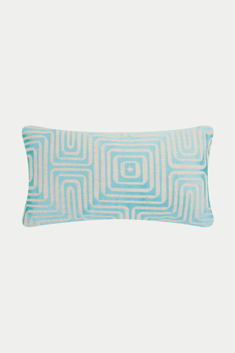 Of course! Please provide the keywords you'd like me to use for the AMAZING MAZE EMBROIDERED PILLOW.