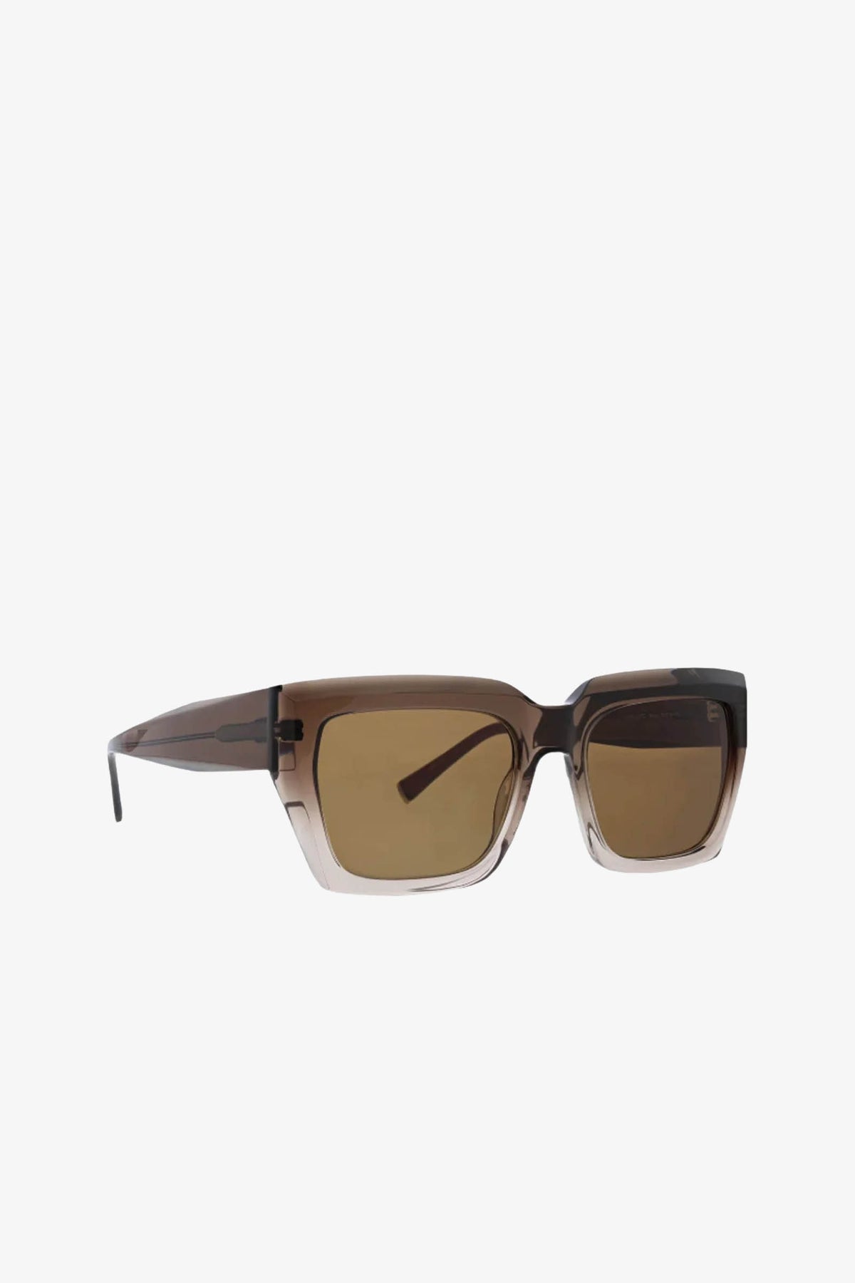 MRT Bruno Square Acetate Sunglasses featuring thick, translucent brown rectangular frames and slightly tinted brown lenses, displayed on a plain white background.