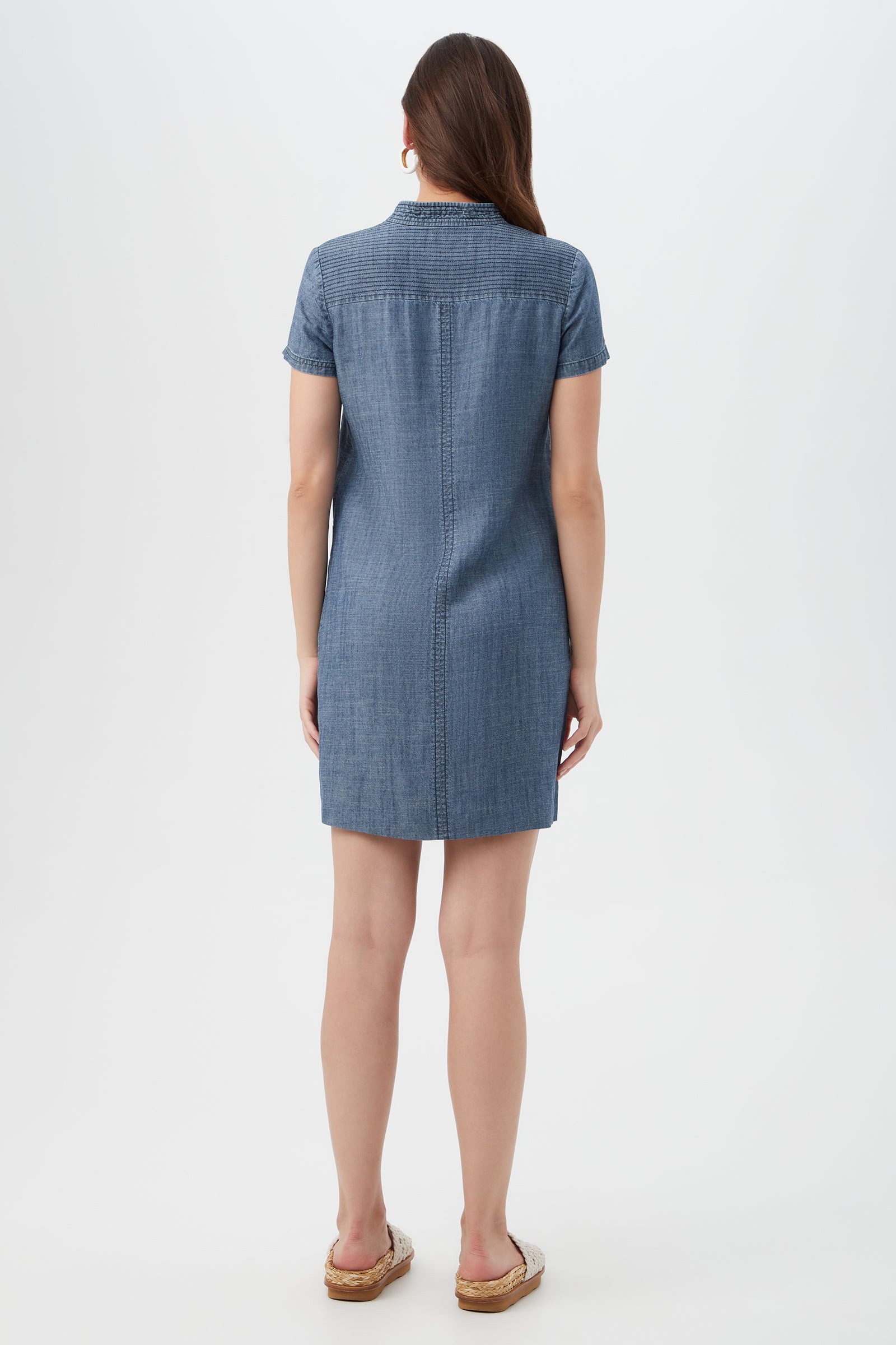 Suntan 2 Short-Sleeve Chambray Dress