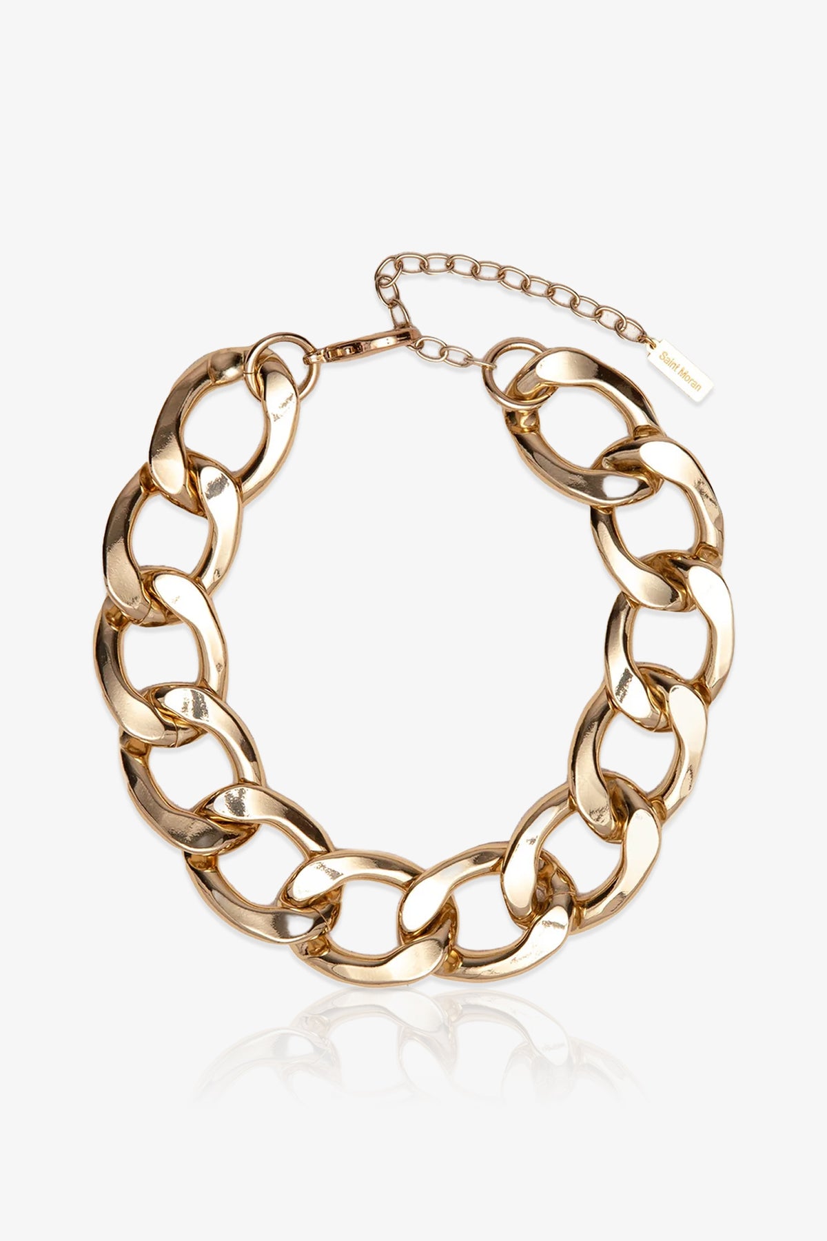 The Azlin Chain Necklace, featuring large oval links and an adjustable clasp, is displayed on a white background.