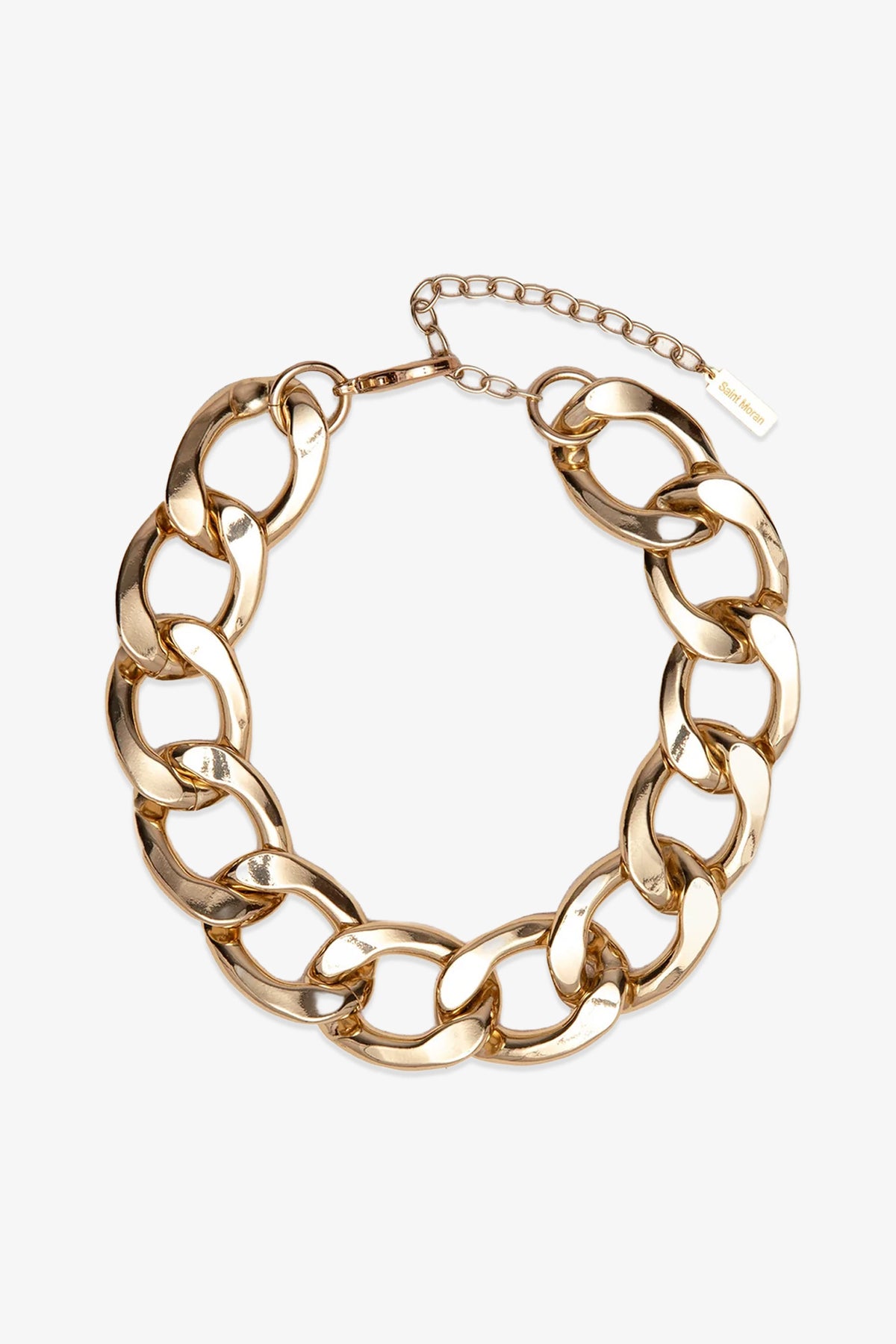 Azlin Chain Necklace featuring chunky, large oval links and an adjustable extender chain, displayed on a white background.