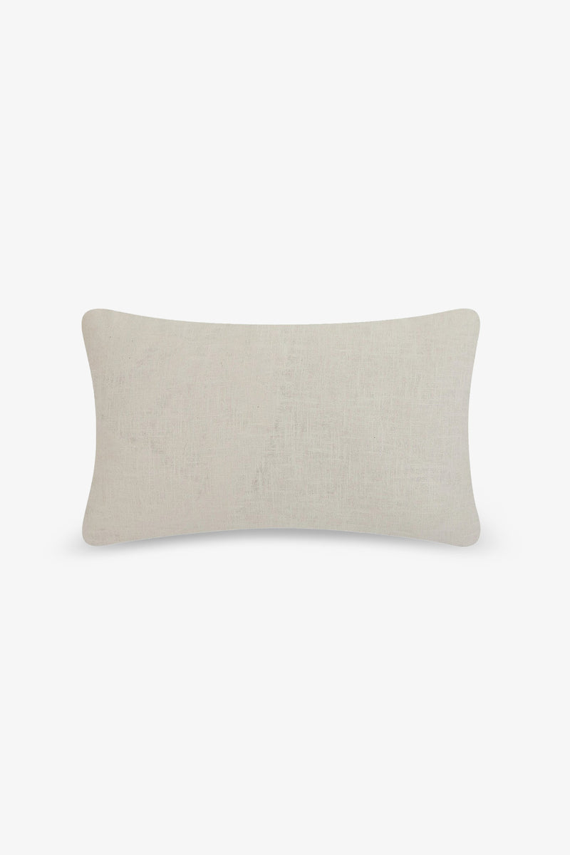 Amazing Maze Embroidered Lumbar Pillow in rectangular beige design with a subtle textured pattern, displayed on a plain white background.