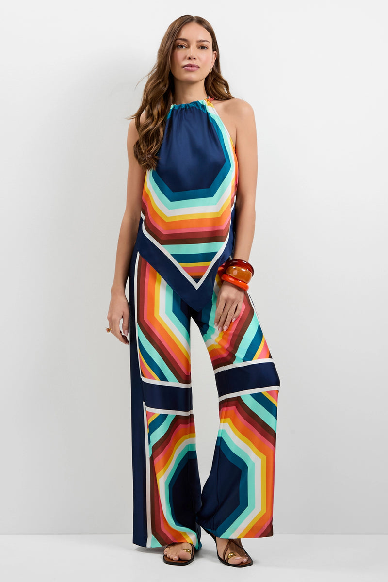 A woman wearing the Lavani Halter Neck Top.