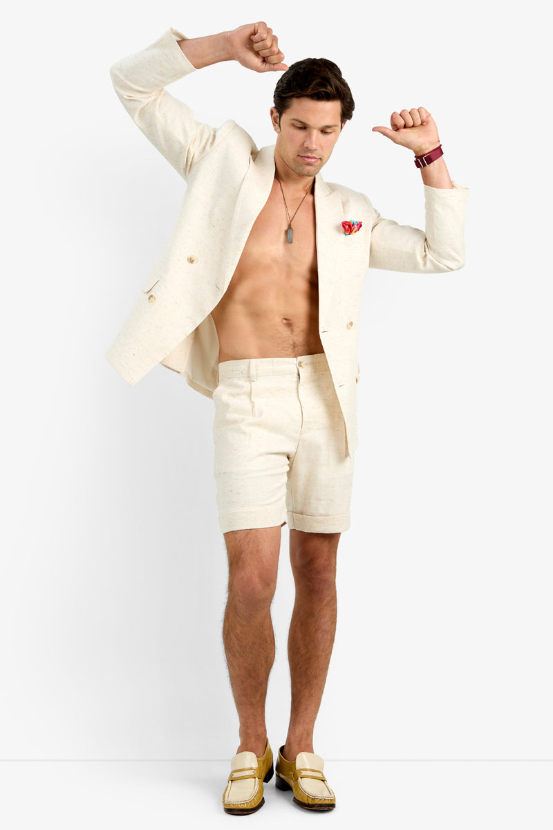 Of course! Please provide the keywords you'd like me to use for the DWIGHT BLAZER in Linen Affair.