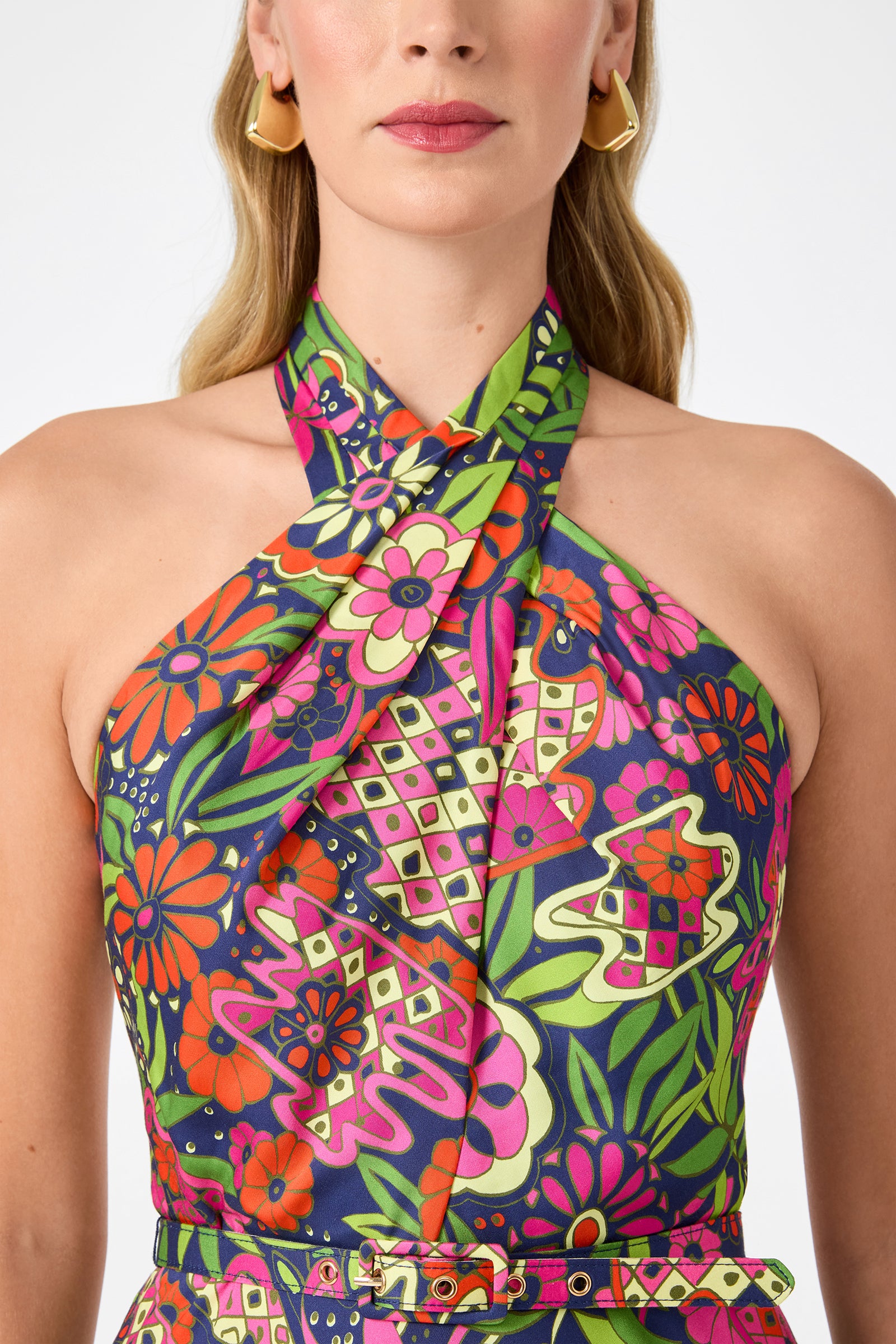 Muri Cross-Halter Midi Dress - Fumi Floral