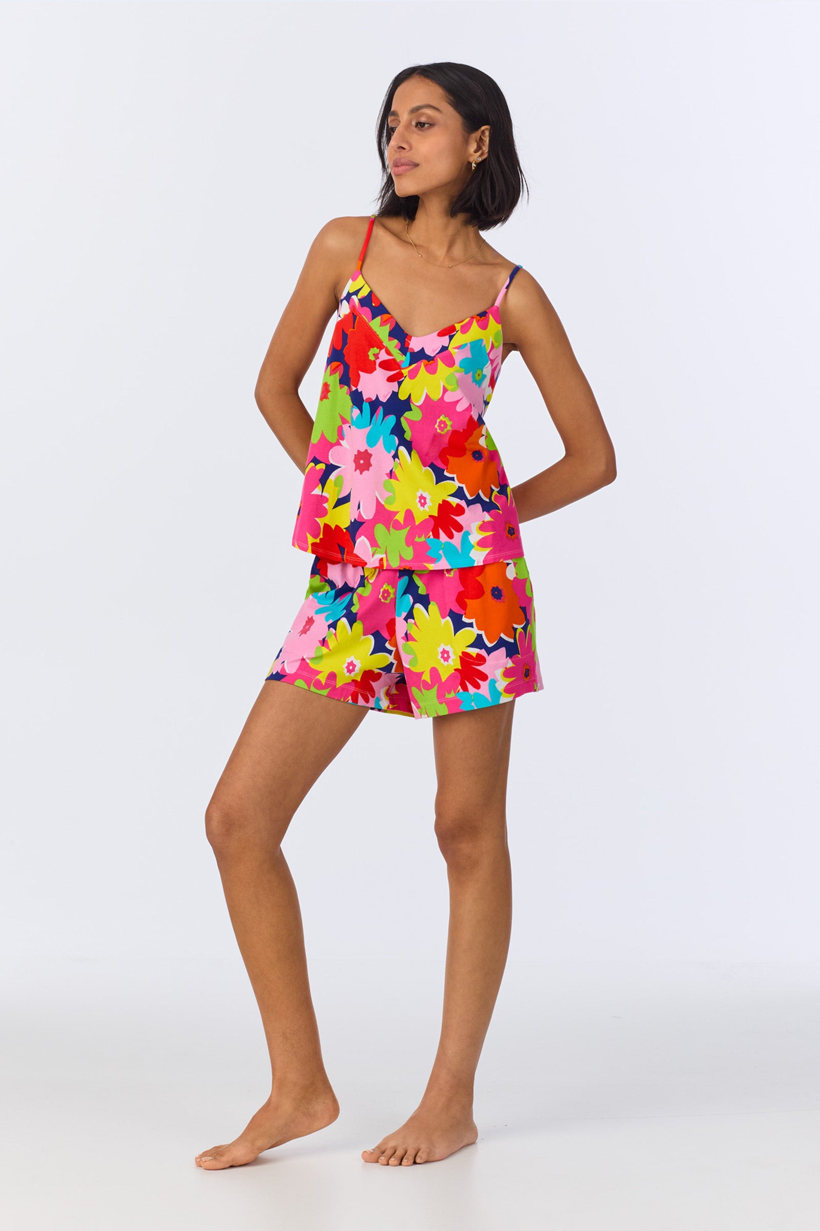 Cami Shorty PJ Set - Pop Floral Stretch Jersey