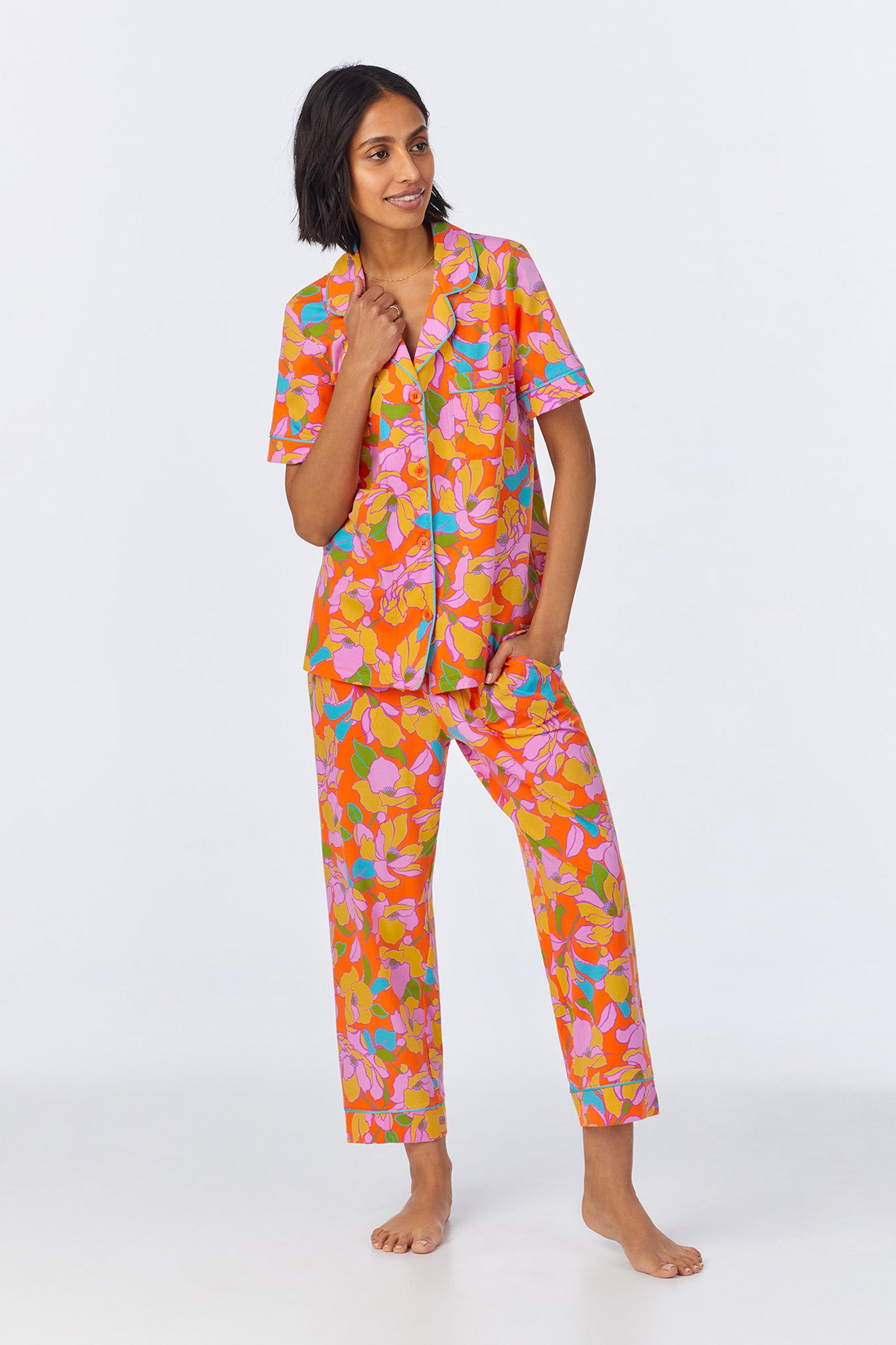 Crop Classic PJ Set - Floral Poplin