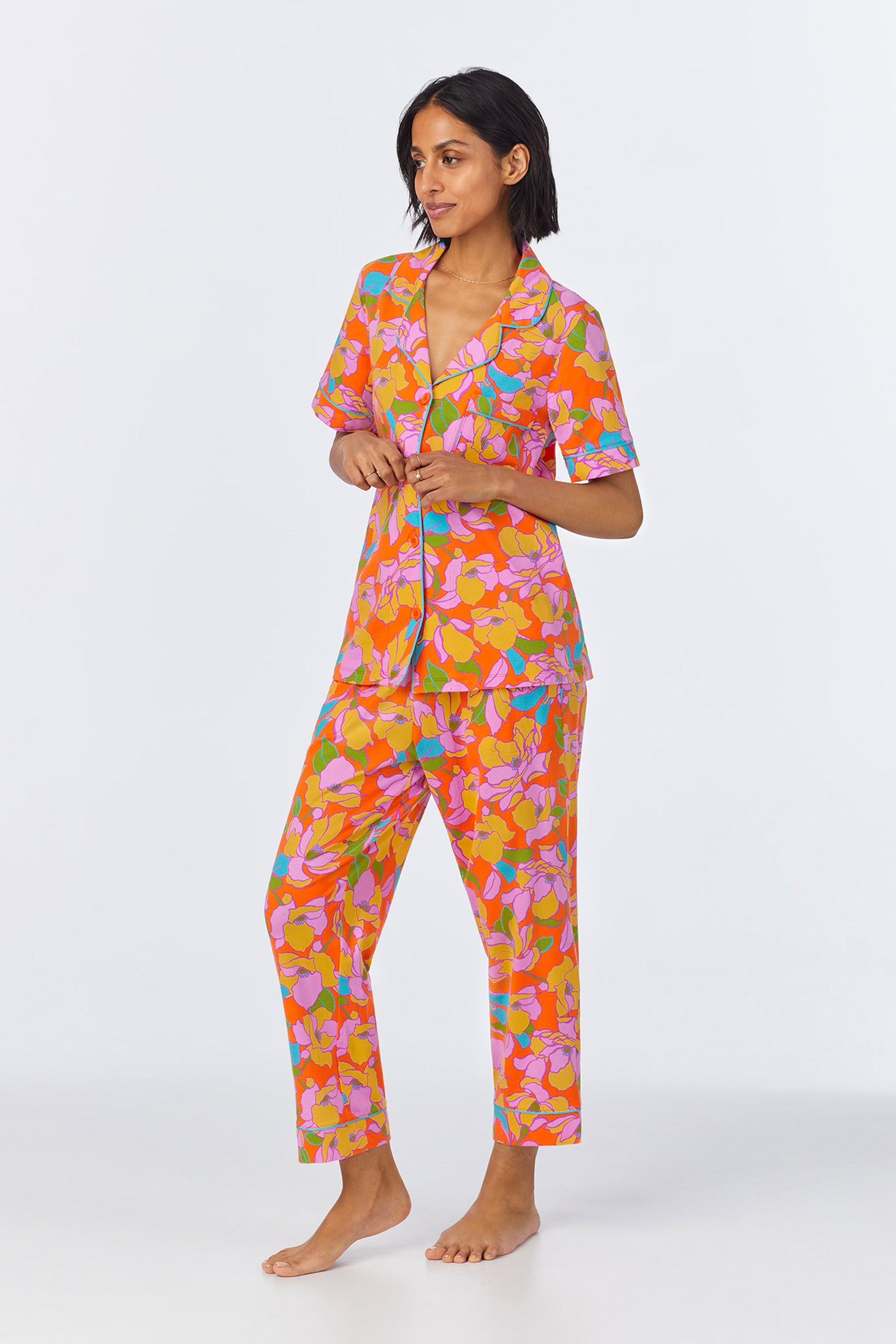 Crop Classic PJ Set - Floral Poplin