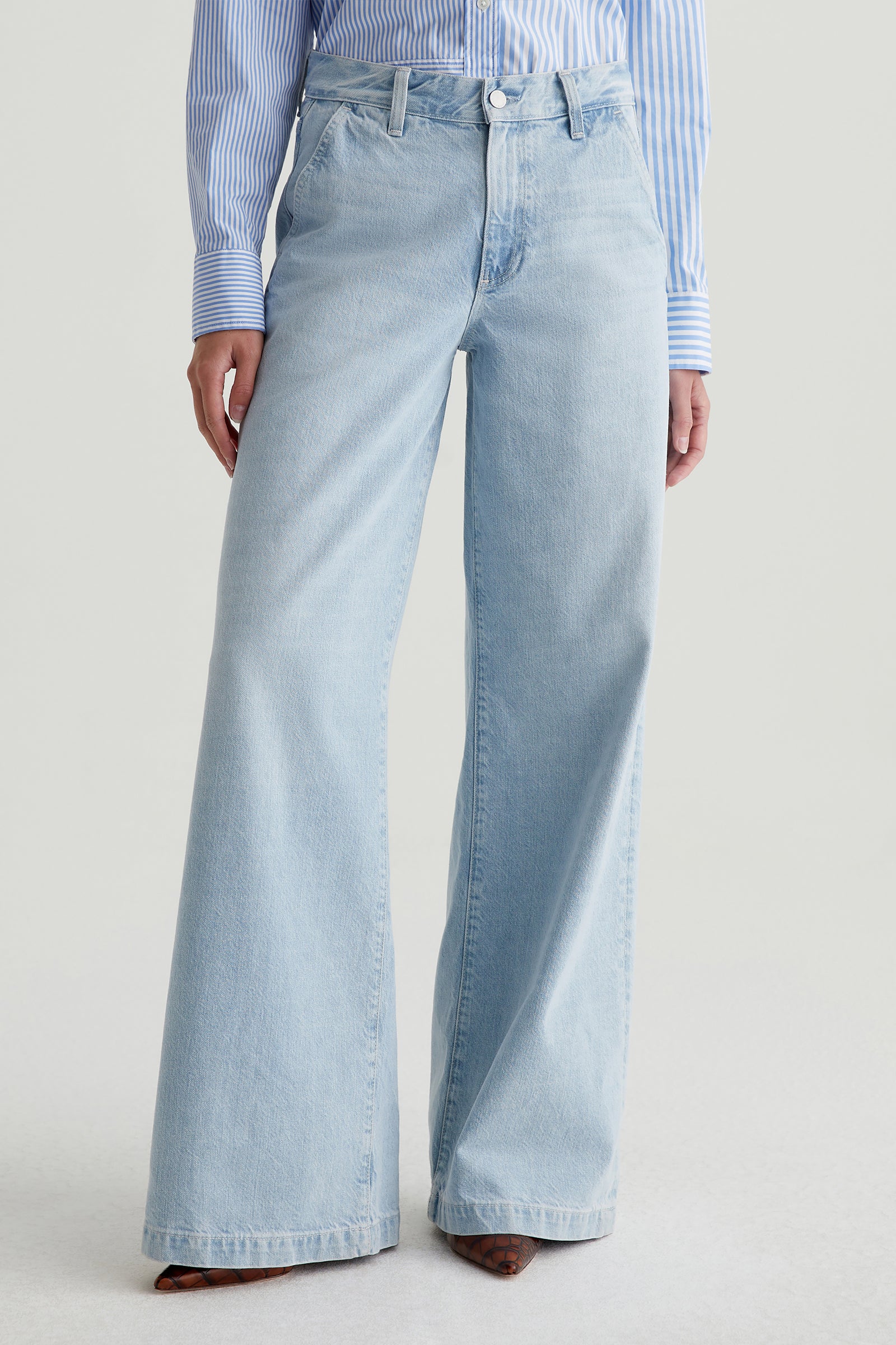 AG Stella Low-Rise Palazzo Jean - Light Blue