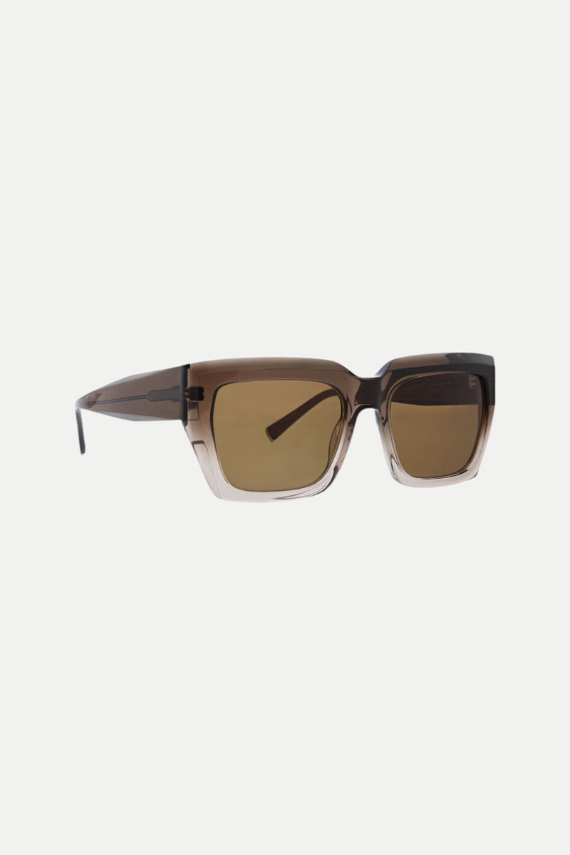 MRT Bruno Square Acetate Sunglasses featuring thick, semi-transparent brown frames and matching tinted lenses, displayed on a white background.