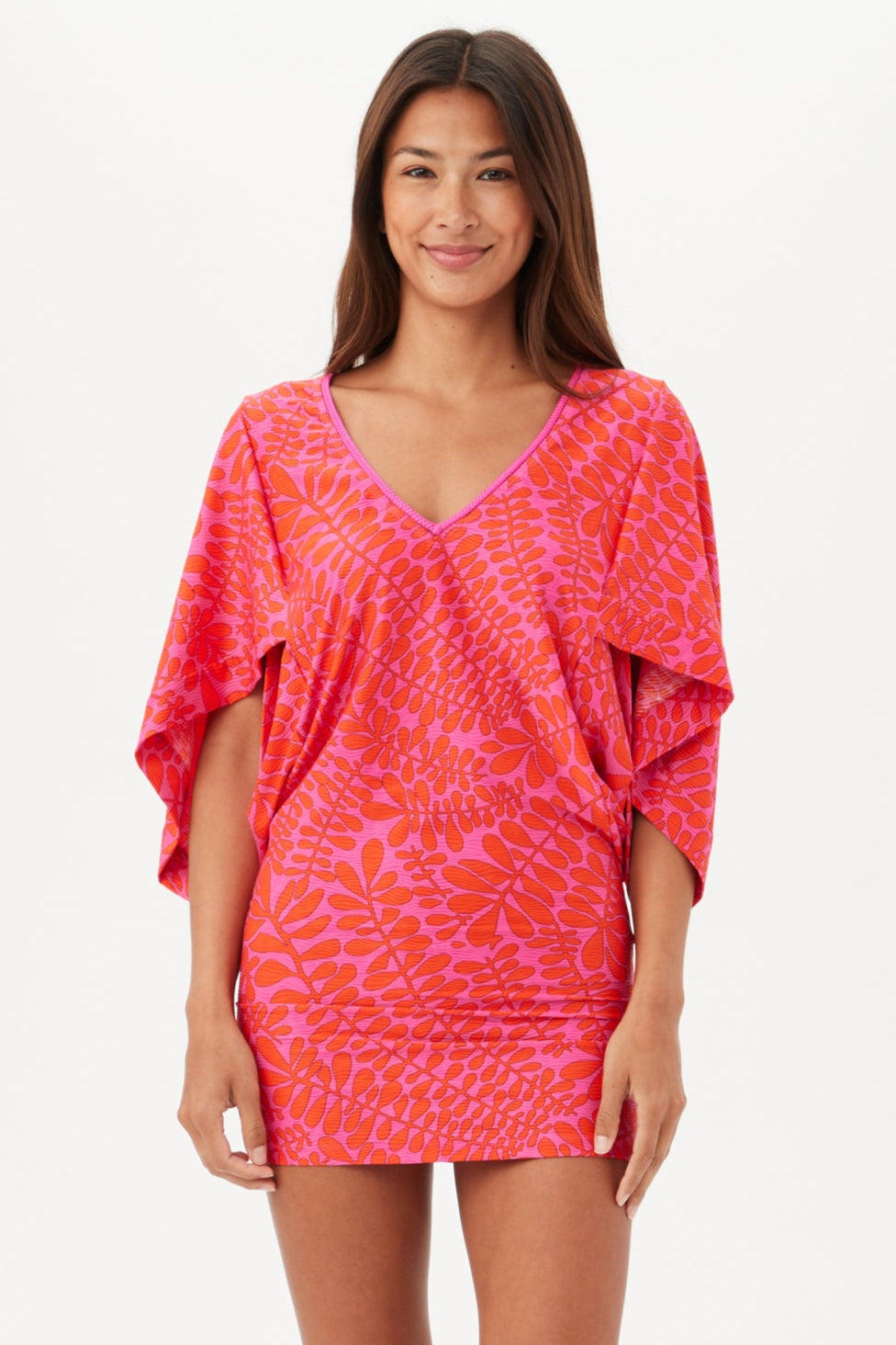 Women's Trellis V-Neck Tunic Swim Cover-Up Dress