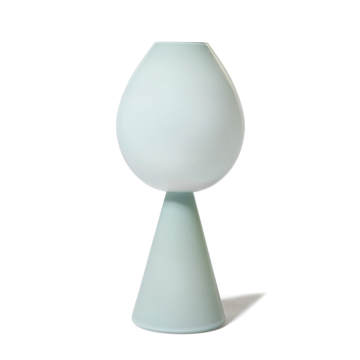 Fiorelli Tulip vase in ash, featuring a minimalist design with a round top and conical base, displayed on a white background with a soft shadow to the right.