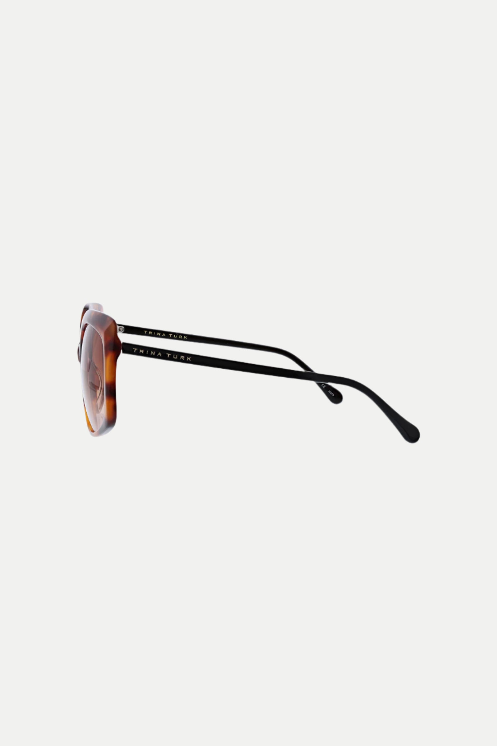 Side view of Marasusa Geometric Acetate Sunglasses featuring tortoiseshell frames, thin black arms, and round lenses, set against a plain white background.