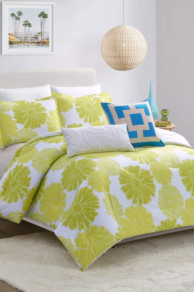 BIG FLORAL FULL QUEEN 3-PIECE COMFORTER SET in YELLOW additional image 1