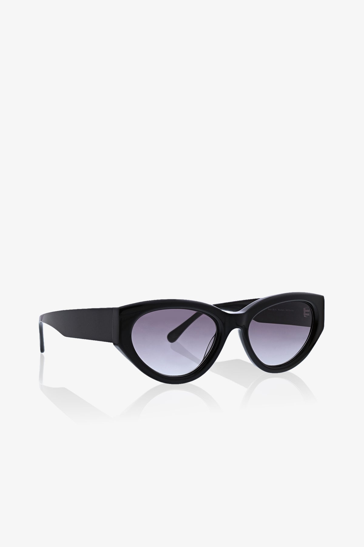Boulders Sunglass featuring black cat-eye thick frames and dark tinted lenses, displayed on a white background.