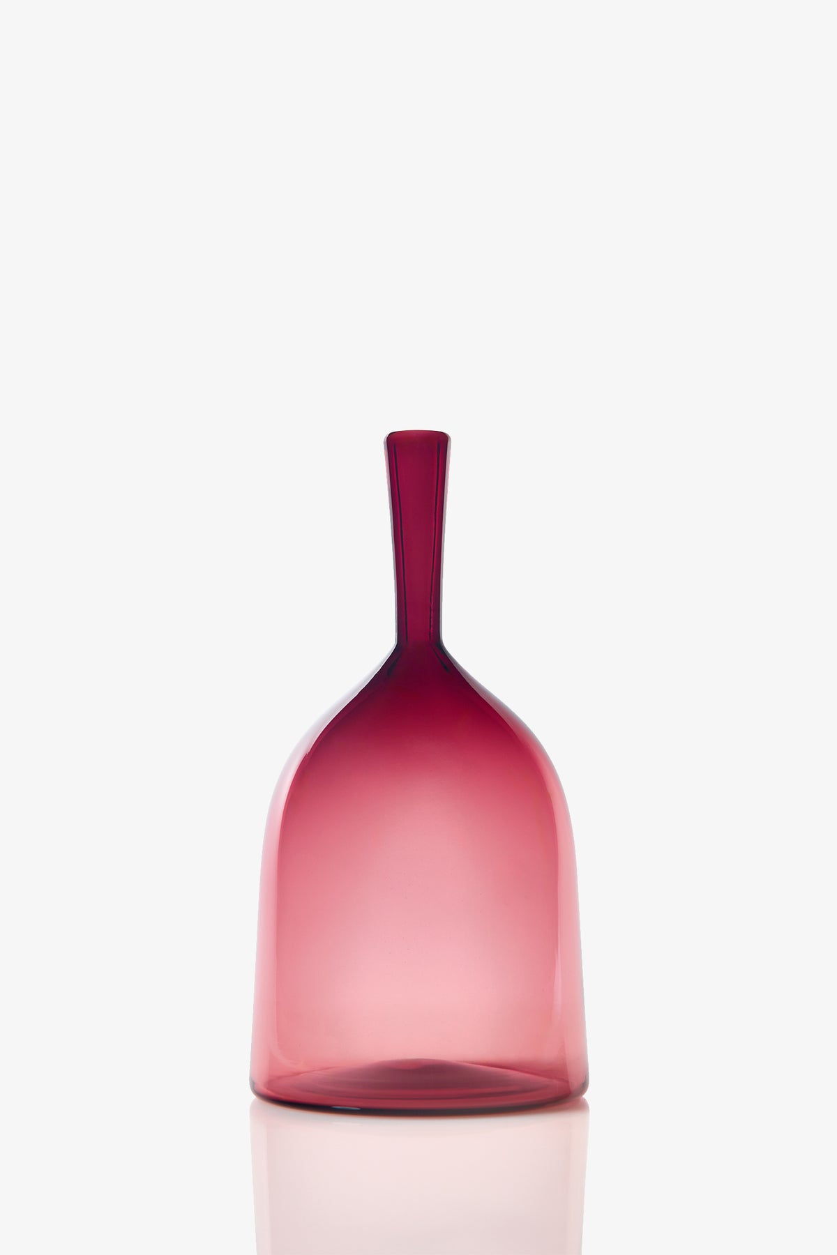 The Wide Angelic Bottle is a translucent pink glass jar featuring a wide body and smooth curves, displayed against a white background.
