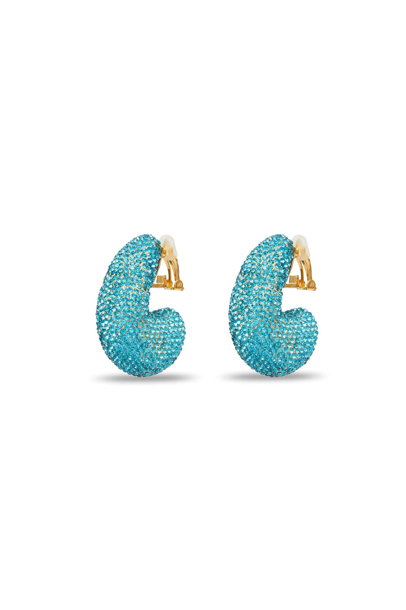 PAVE DOME CLIP ON EARRING in OCEAN BLUE