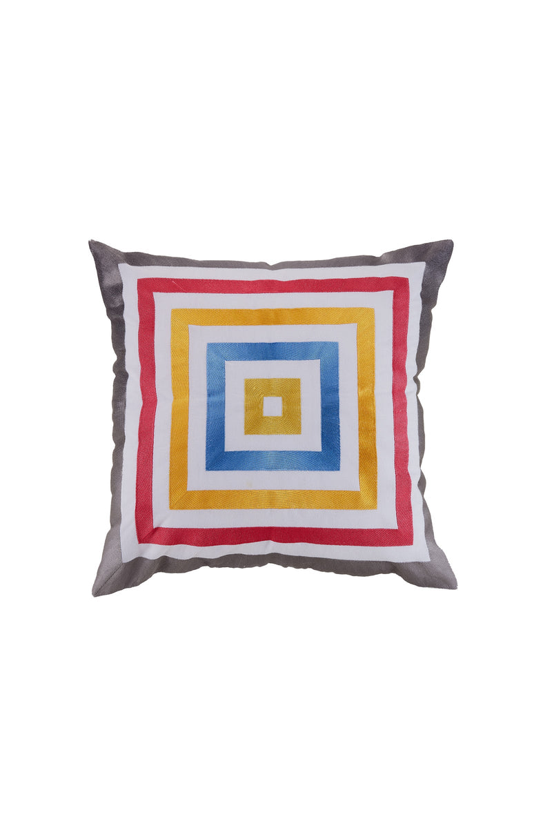SATIN STITCH EMBROIDERED SQUARE PILLOW in PINK