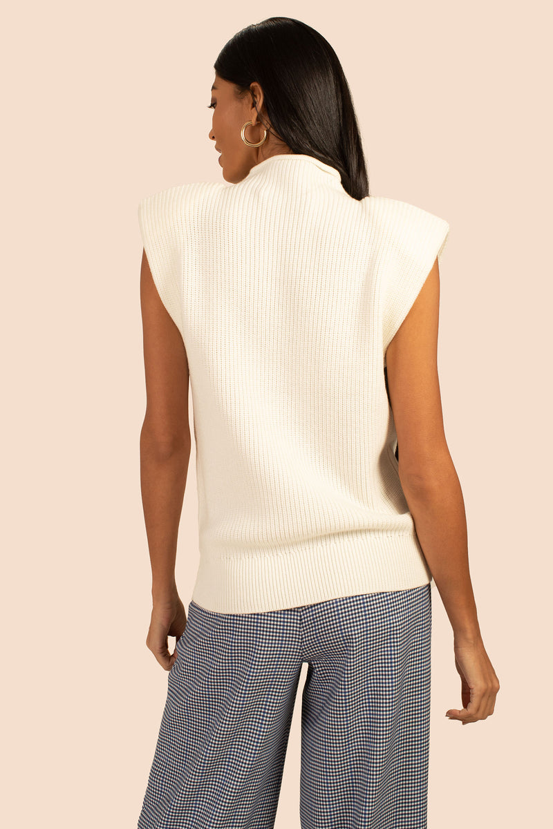 JUDSON SLEEVELESS SWEATER in PARCHMENT WHITE additional image 6