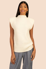 JUDSON SLEEVELESS SWEATER in PARCHMENT WHITE additional image 5