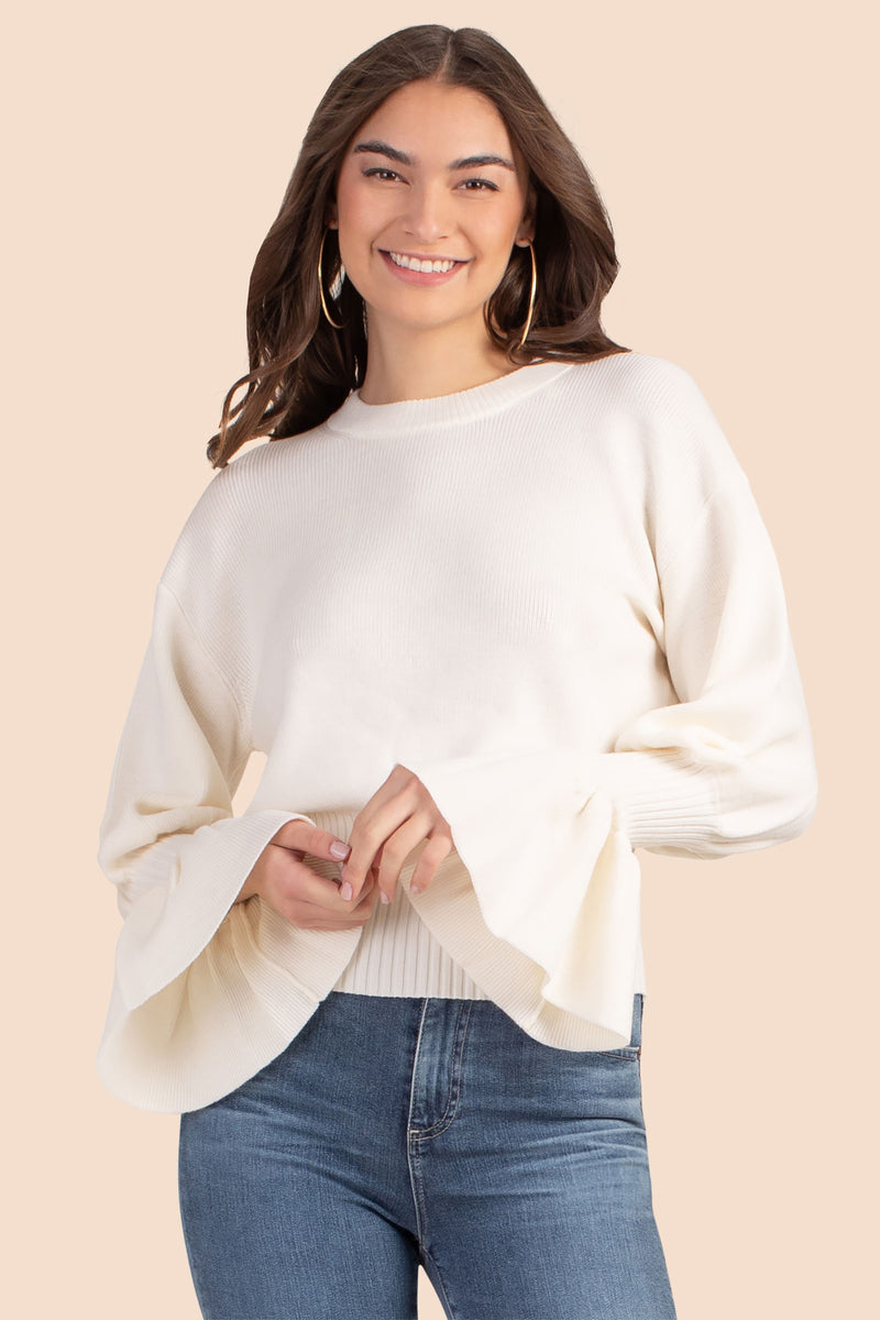 CHLOE RUFFLE PULLOVER in WHITEWASH additional image 1