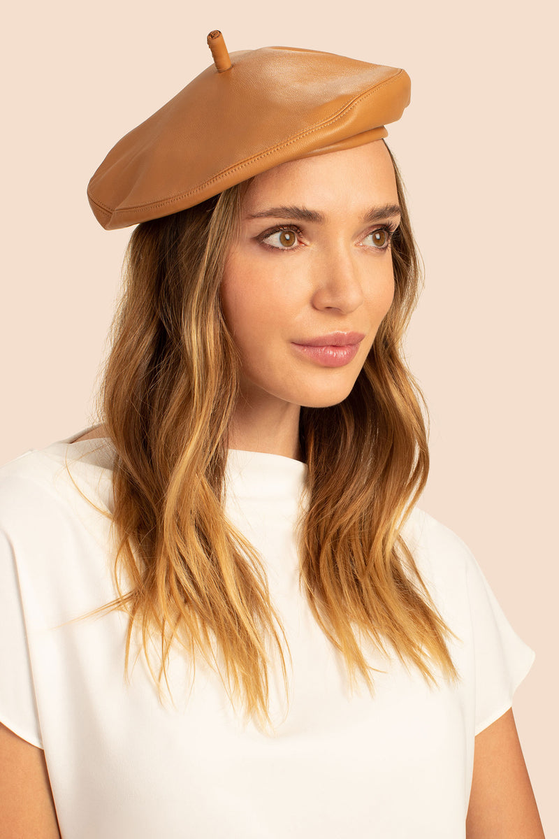 EUGENIA KIM CARTER LEATHER BERET in CAMEL NEUTRAL
