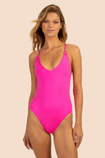 MONACO SOLID HIGH LEG MAILLOT in PINK POP PINK