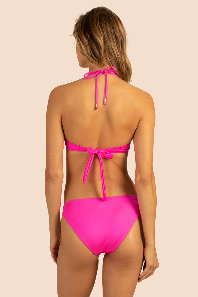 MONACO SOLID RING HALTER TOP in PINK POP PINK additional image 1
