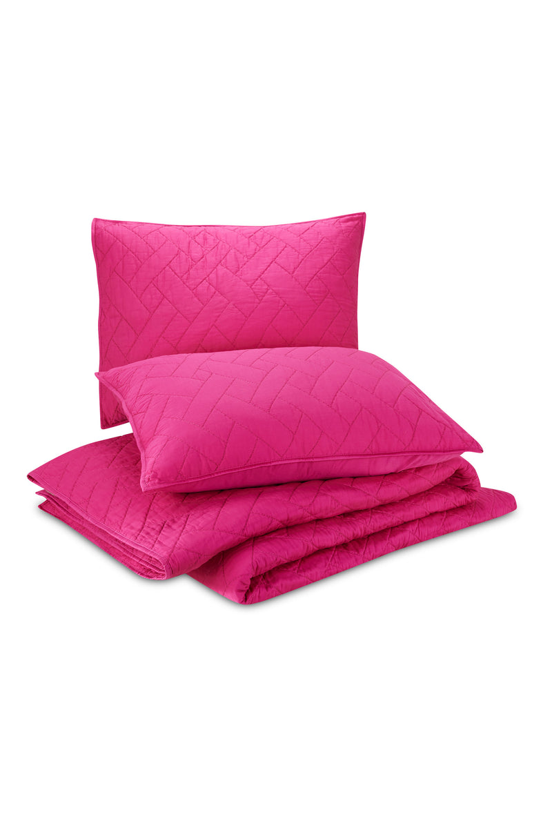 DREAM WEAVER FULL/QUEEN COVERLET 3-PIECE SET in PINK additional image 1