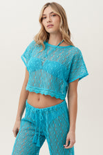 WHIM CROCHET CROP SHIRT in ATMOSPHERE additional image 1