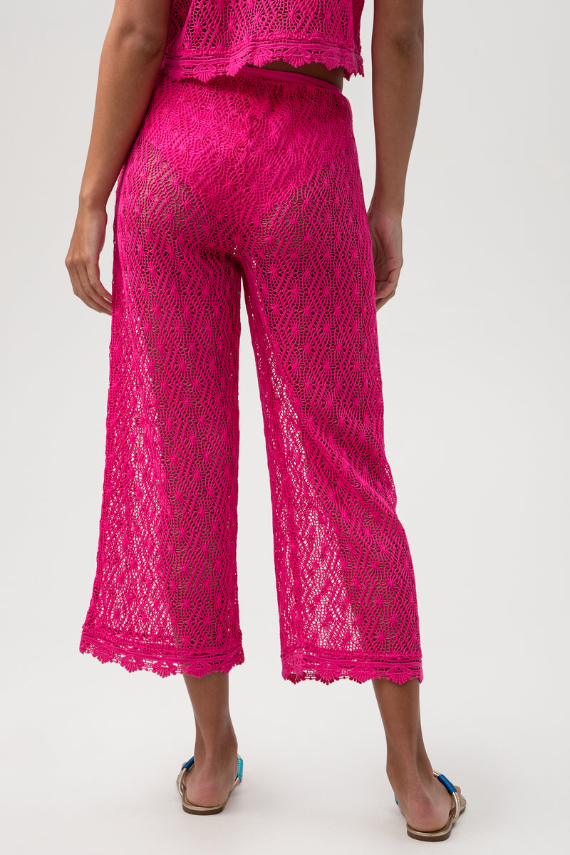 WHIM CROCHET CROP PANT in ROSE PINK additional image 8