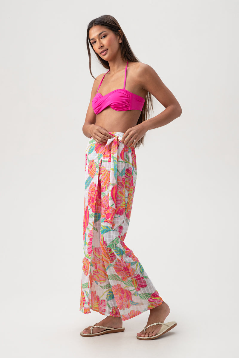 POPPY CROSSOVER BEACH PANT in WHITE MULTI additional image 5