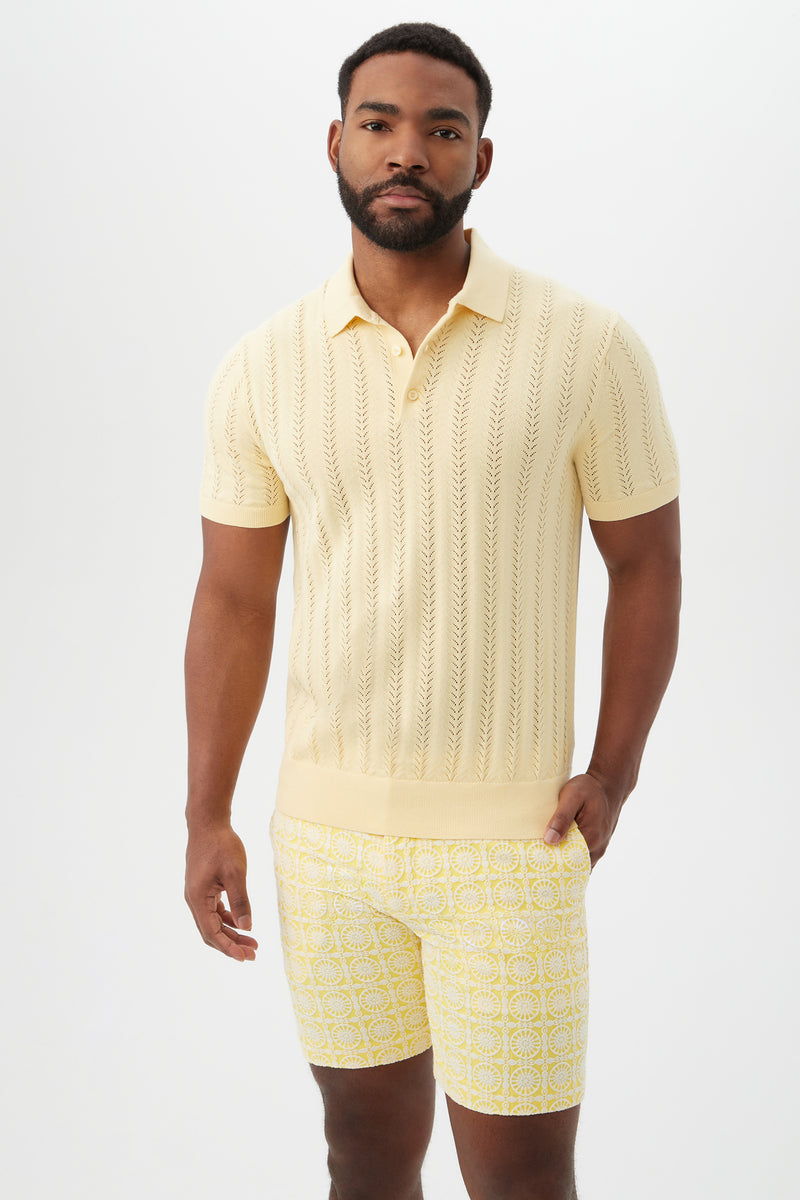 COLE SHORT SLEEVE POLO in MELLOW YELLOW