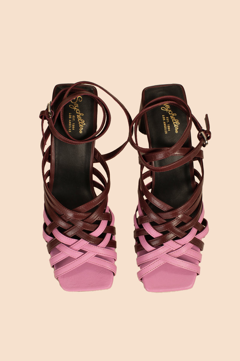 CHARTER STRAPPY BLOCK HEEL SANDAL in WINE BURGUNDY additional image 1